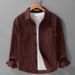 Bamboo Patterned Shirt Jacket For Men's Passing, Loose Retro Top, Workwear, Long Sleeved Shirt_viptrois.com