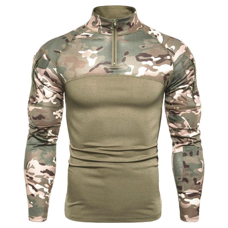 Men's Clothing Outdoor Fitness Men's Summer Camouflage Long Sleeved T Shirt Youth Tactical Clothing_viptrois.com
