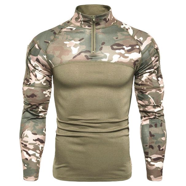 Men's Clothing Outdoor Fitness Men's Summer Camouflage Long Sleeved T Shirt Youth Tactical Clothing_viptrois.com