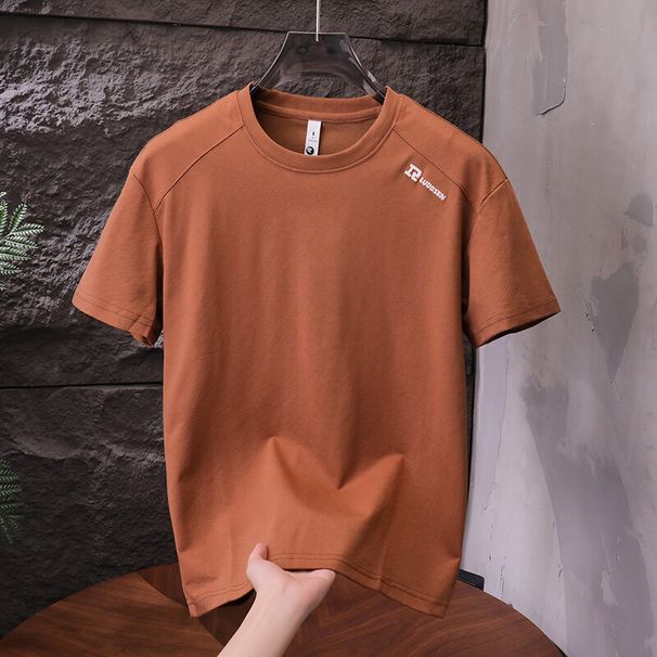 Summer Short Sleeved T-shirt Trendy Brand Embroidered Round Neck With Cotton T Quick Drying Breathable Base Shirt Men's_viptrois.com
