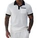 Men's Hollow Color Matching Short Sleeved Shorts Casual Sports Suit_viptrois.com