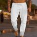 Men's Clothing Solid Color Drawstring Cotton And Linen Loose Casual Beach Casual Shorts_viptrois.com