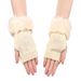 Short Fuzzy Knitted Wool Warm Fingerless Arm Warmers Autumn Winter Fur Half Finger Gloves Sleeves_viptrois.com