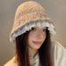Korean Lazy Style Lace Knitted Fisherman's Women's Autumn/Winter Versatile Warm Pot Show Face Small Woolen Hat_viptrois.com