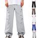 Men's Relaxed Fit Jogger Pants - Wrinkle-Resistant Polyester Casual Trousers With Stretch, Straight Leg & Breathable Design For Sports & Daily Wear_viptrois.com