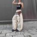 Men's Clothing American Style Layered Design Lace Up Scimitar Pants Casual Summer Street Hip Hop Dance Mopping Paratrooper Trousers_viptrois.com