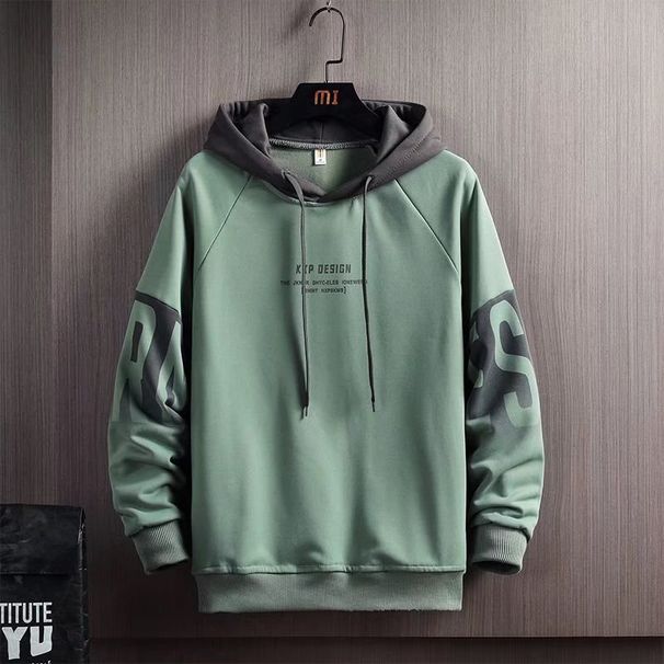 Men's Letter Print Hoodie – Korean Streetwear Pullover With Fleece Lining, Oversized Fit, Drop Shoulder Design For Casual Wear (M-3XL)_viptrois.com