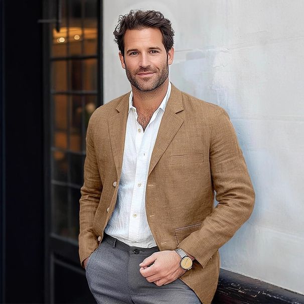 Men's Clothing Foreign Trade Men's Solid Color Cotton And Linen Retro Casual Business Suit Jacket Youth European Size Suit_viptrois.com