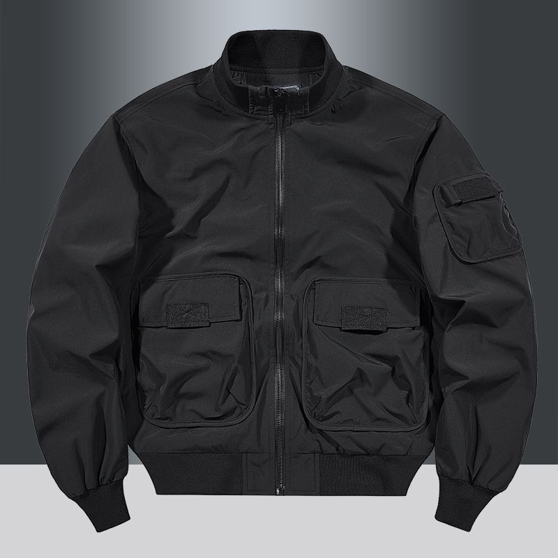 Men's All-Weather Performance Jacket – Windproof Polyester Stand Collar Multi-Pocket Coat (M-5XL, Quick-Dry, Outdoor-to-Urban)_viptrois.com