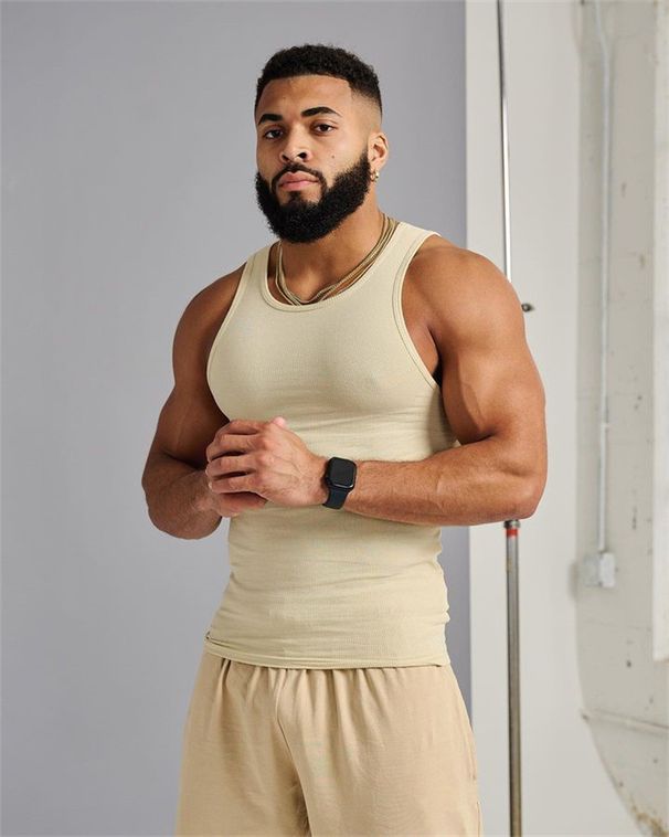 Men's Clothing Summer Knitted Ice Silk Ribbed Fitness Sports Casual Slim Men's Vest Men's I Back_viptrois.com