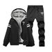 Men's Fleece-Lined Hoodie Set Winter Warm Thick Pullover Sweatshirt With Zip-Up Jacket Casual Sportswear Outfit_viptrois.com