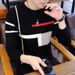 Pure 2024 Spring And Autumn New Color-Block Crew Neck Men's Sweater Korean Style Trendy Youth Casual Base Knitted Top_viptrois.com