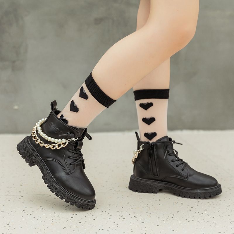 Child's shoes Girls' soft soled all-match single boots big kids student Internet celebrity ankle boots trend_viptrois.com
