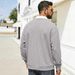Men's Waffle Knit Pullover With Collar And Half Zipper, American Style Loose Fit, Color Block Casual Cross-Border_viptrois.com
