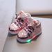 Cartoon Bright Diamond Flash Shoes Boys And Girls Leather Breathable Luminous Sneakers Girls Princess Shoes_viptrois.com