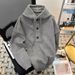 Wholesale American Retro Gray Hooded Loose Sweater For Men, Autumn And Winter Lazy Style, High-End Knitted Sweatshirt_viptrois.com