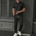 Men's Casual Sports Polo Shirt And Trousers Suit Short Sleeved Ribbed Collar New Spring And Autumn_viptrois.com
