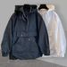 "Utility-Inspired Patchwork Hooded Jacket – Velvet-Lined Sun Protection For Men | Black & White Fleece | M-3XL"_viptrois.com