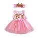 Foreign Trade New European And American Girls Skirt Printed Letters Sleeveless Mesh One Piece Skirt With Hairband Two Piece Princess Skirt_viptrois.com