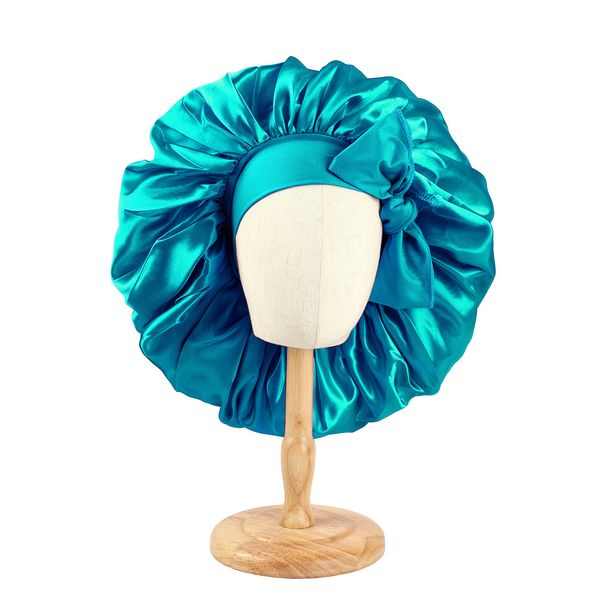 Women's Hats Oversized Strappy Sleeping Cap Elastic Ribbon Satin Round Cap Home Hat_viptrois.com