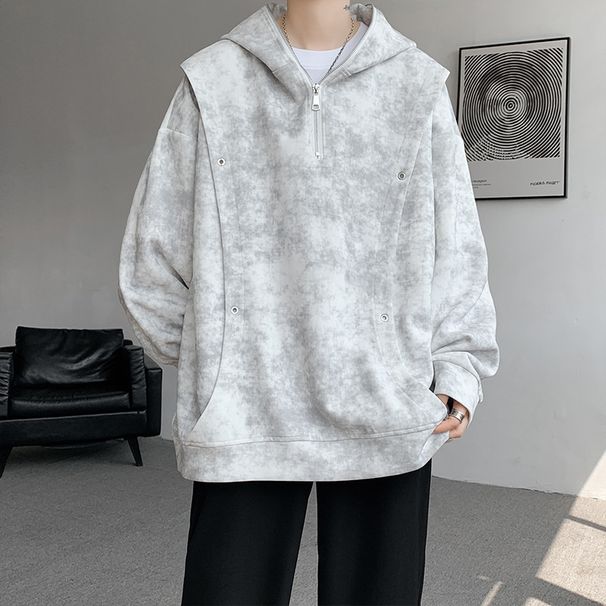 Factory Direct Sale Spring And Autumn Tie-Dye Hooded Sweatshirt For Men, Japanese Style, Plus Size, Unique Design,_viptrois.com