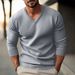 Loom Cross-Border European American New Autumn And Win Men's Knitted V-Neck Slim Thin Long-Sleeve Pullover Base Shirt_viptrois.com