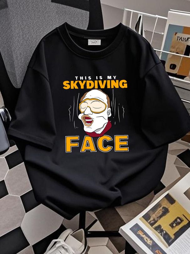 NEW LIMITED Funny Parachuter This Is My Skydiving Face Skydiver T-Shirt Graphic Breathable Designer Clothes Top For Everyday Wear Stretched_viptrois.com