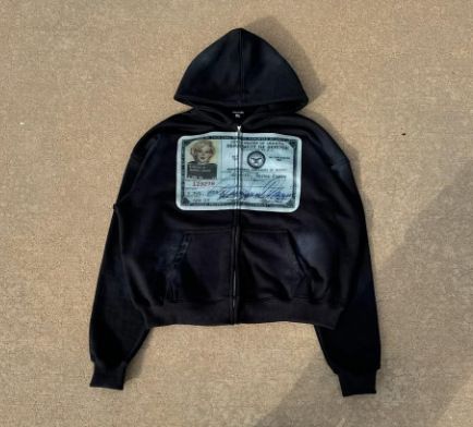 2025 Harajuku ID Card Print Hoodie Hooded Zipper Style Jacket Cardigan_viptrois.com
