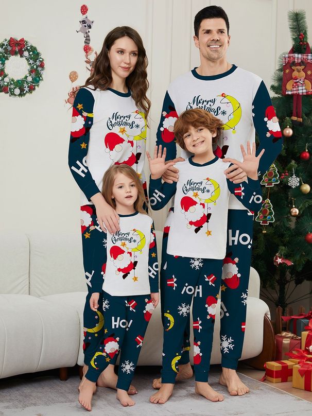Christmas Santa letter Snowflake Christmas Family suit printed homewear pajamas_viptrois.com