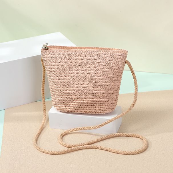 Women's Crossbody Bags Girl Cute Straw Bag Mobile Phone Slung Coin Purse Hand-woven Seashore Shell Bag_viptrois.com