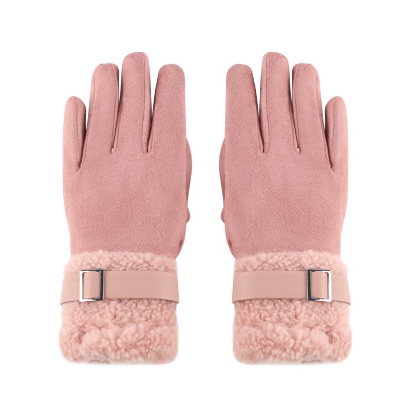 Women's Gloves Winter Velvet And Thick Warm Gloves For Women, Touch Screen Suede Gloves, Outdoor Windproof And Cold Proof Cycling Gloves_viptrois.com