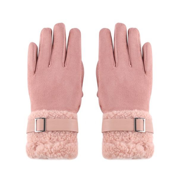 Women's Gloves Winter Velvet And Thick Warm Gloves For Women, Touch Screen Suede Gloves, Outdoor Windproof And Cold Proof Cycling Gloves_viptrois.com