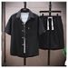 Summer Simple Suit For Men, Handsome And Stylish Short Sleeved Shirt And Shorts, A Set Of Plaid Thin Sports And Leisure Two Piece Suit_viptrois.com