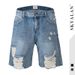 Men's Clothing Summer High Street Bottom Big Hole Denim Shorts Hip Hop Couple Beggar Pants_viptrois.com