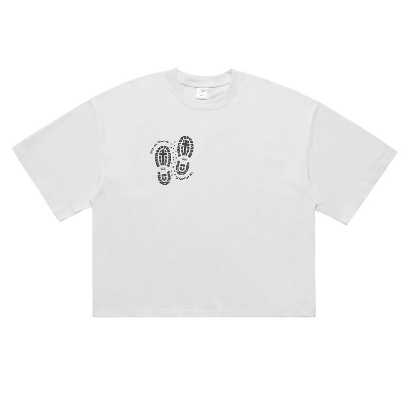 Autumn Streetwear Printed Direct Injection T-Shirt Unisex Couple Loose Fit Versatile Casual Dr Shoulder Short_viptrois.com
