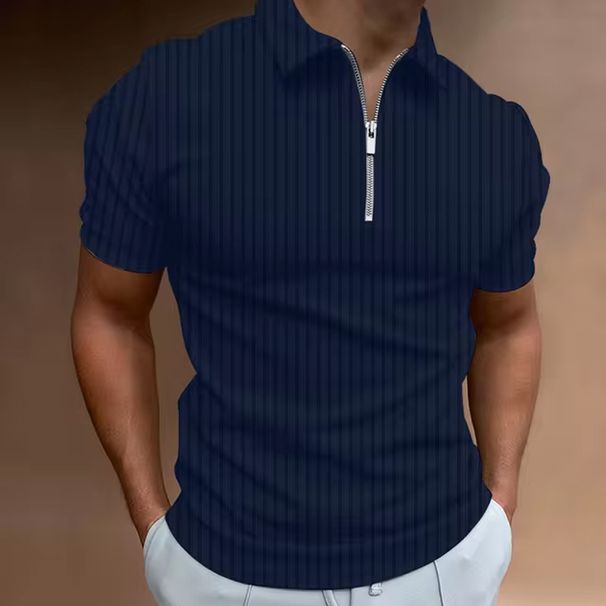 2025 Men's Golf Shirt Quarter Zip Closure Polo Casual Holiday Revers Short Sleeve T-Shirt Fashion Basic Summer Regular Fit Polo Shirt_viptrois.com