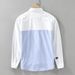 7366 Japanese Oxford Spinning Long-sleeved Shirt Men's Splicing Versatile Casual Literary Loose Top Men's Hair_viptrois.com