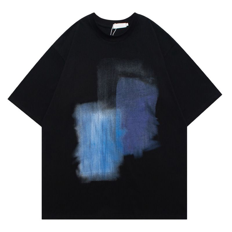 Men's Clothing Street Hip Hop Graffiti Print Short Sleeved T Shirt Men's Fashion Brand Loose Couple Casual All Match Half Sleeved Tee_viptrois.com