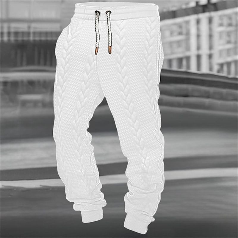 Men's Clothing Large Size Casual Style Sweatpants Jacquard Lace Up Knitted Sweatshirt Trousers Men_viptrois.com