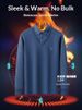 Romon Autumn Winter Men's New Wool Silk Two-Piece Knitted Sweater Fleece Lined Thickened Warm Long Sleeve Striped_viptrois.com