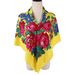 Russian Style Square Scarf - Ethnic Printed Silk Shawl (Gold Trim, Sun Protection, Travel & Head Wrap)_viptrois.com