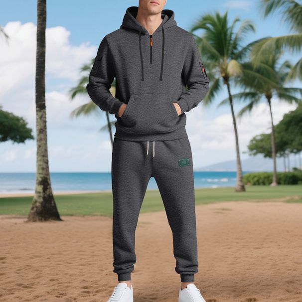 2024 Winter Men Velvet Tracksuit Heavyweight Hoodie Pants Set Loose Fit Casual Workwear Streetwear Two Piece Outfit_viptrois.com