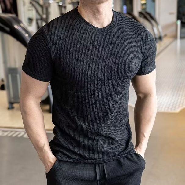 Pulse New Muscle Fitness Round Neck Long Sleeve Trendy Men's Anti-Wrinkle Breathable Sports Casual Running Training Pullover_viptrois.com