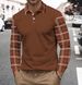 Pulse Cross-Border European And American Foreign Trade Hot-Selling Plaid Patchwork Printed Half-Zip Polo Shirt Men's_viptrois.com