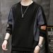 Splicing Contrasting Color Hoodie For Men In Spring And Autumn, New Trendy Brand, Loose Casual Round Neck Base Shirt,_viptrois.com