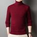 Men's High Neck Knit Sweater - Classic Solid Color Pullover For Autumn & Winter (Trendy Slim Fit_viptrois.com