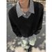 Two-Piece Polo Collar Sweatshirt For Men Spring Cleanf Shirt Patchwork Layered Long Sleeve T-Shirt Miu Style_viptrois.com