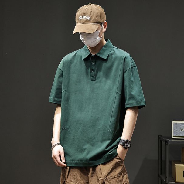 280G Pure Cotton Short Sleeve Polo Shirt Men Summer New Turn-down Collar Loose Plus Size Casual T-shirt_viptrois.com