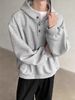 Cleanfit Button-Up Hooded Sweatshirt – Minimalist Henry Collar Pullover For Men (M-XXXL) – Lightweight Polyester Blend Casual Jacket_viptrois.com