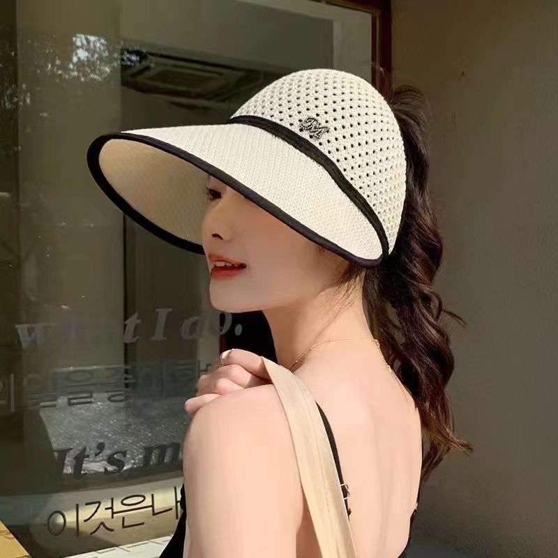 In Summer The Elderly Hat Lady Mother Sun Hat Face Protection Sunscreen Breathable Thin Eaves Empty Top Sun Hat_viptrois.com